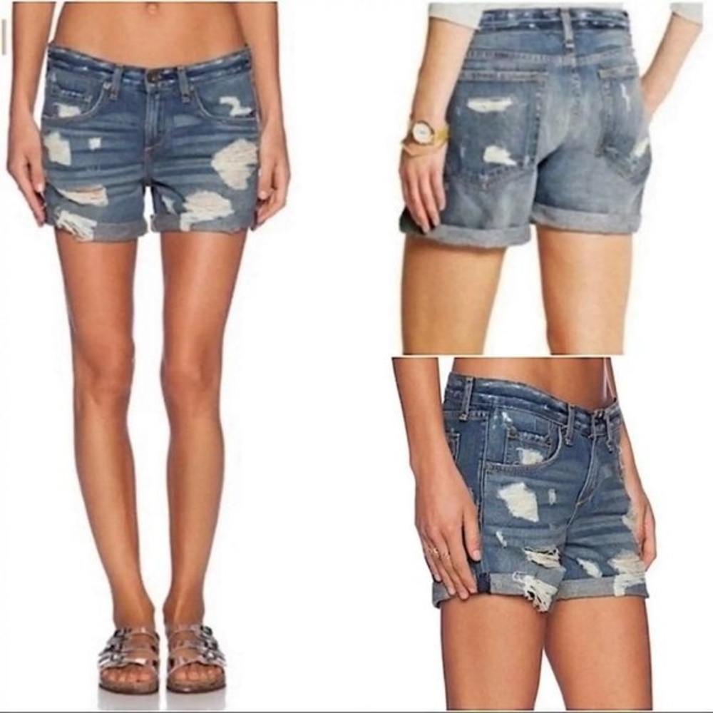 rag & bone Boyfriend Distressed Denim Shorts